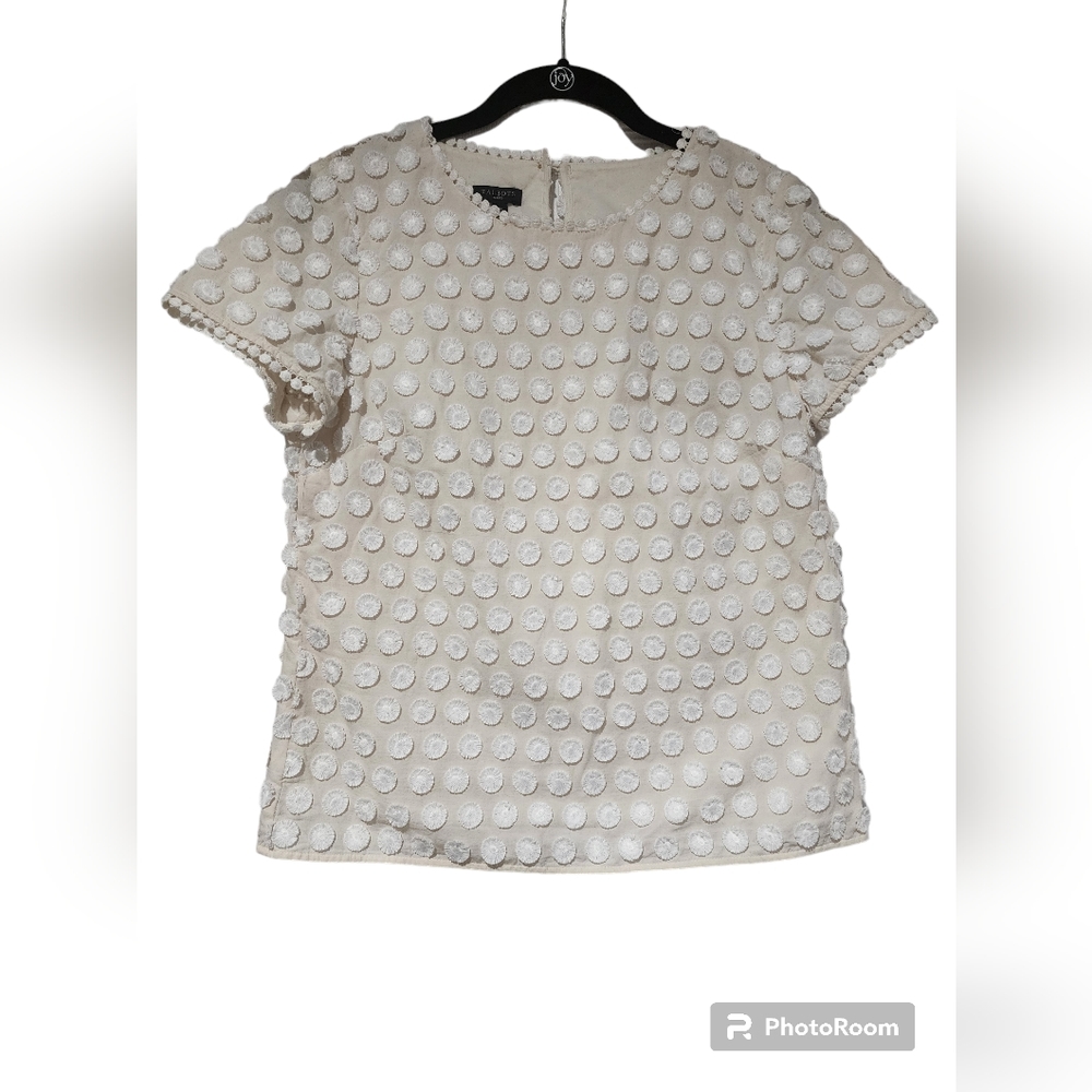 Talbots Cream Embroidered Floral Top Size 2p